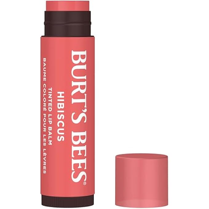 Burt's Bees LIP TINT BALM, LONG LASTING 2 IN 1 DUO TINTED BALM FORMULA, COLOR INFUSED WITH HYDRATING SHEA BUTTER FOR A NATURAL LOOKING BUILDABLE FINISH, HIBISCUS, 1 TUBE - Image 2